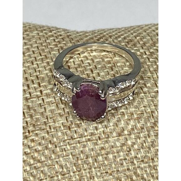 925 PTI India Sterling Silver Ruby Diamonds Ring 6.75 4.17g - Picture 2 of 15